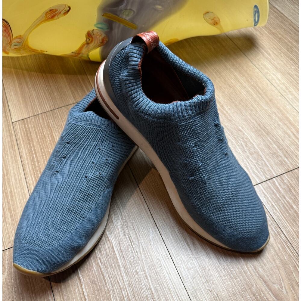 Loro Piana 360 LP Flexy Walk Sneakers EU 45 Blue Knit Slip On Made Italy